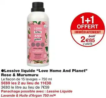Monoprix Love home and planet lessive liquide rose & murumuru offre