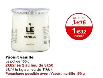 Monoprix Yaourt vanille offre