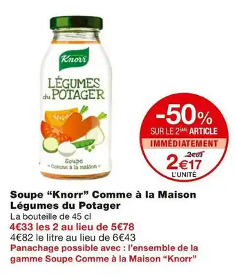 Monoprix Knorr soupe comme à la maison légumes du potager offre