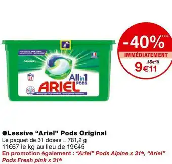 Monoprix Ariel lessive pods original offre