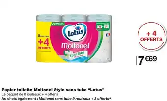 Monoprix Lotus papier toilette moltonel style sans tube offre