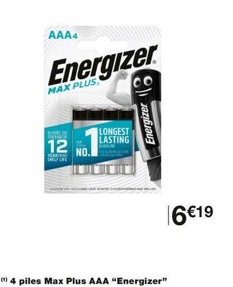 Monoprix Energizer 4 piles max plus aaa offre