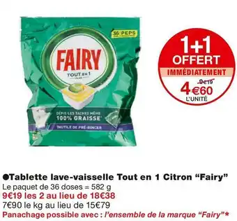 Fairy tablette lave-vaisselle tout en 1 citron