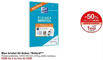 Monoprix Oxford bloc bristol 30 fiches offre