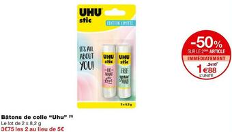 Monoprix Uhu bâtons de colle offre
