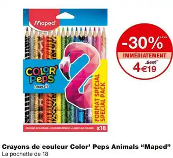 Monoprix Maped crayons de couleur color’ peps animals offre
