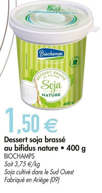 Biochamps dessert soja brassé au bifidus nature