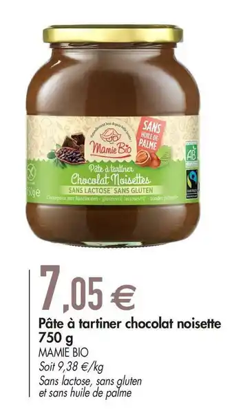 Biomonde Mamie bio pâte à tartiner chocolat noisette offre