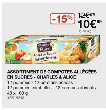 Costco Assortiment De Compotes Allégées En Sucres - Charles & Alice offre