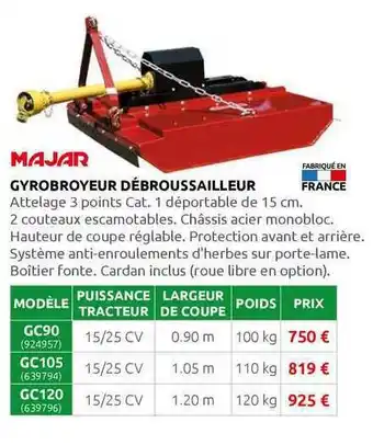 Rural Master Gyrobroyeur Débroussailleur Majar offre