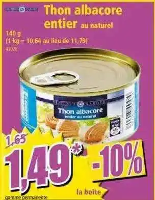 Norma Thon Albacore Entier Au Naturel offre