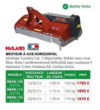 Rural Master Broyeur à Axe Horizontal Majar offre