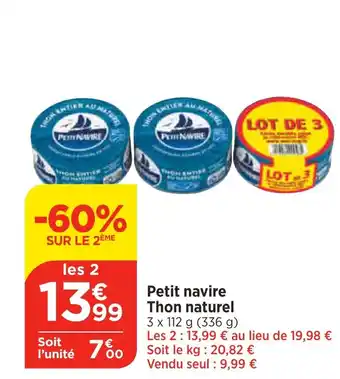 Bi1 Petit navire Thon naturel offre