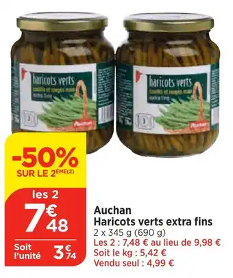 Bi1 Auchan Haricots verts extra fins offre