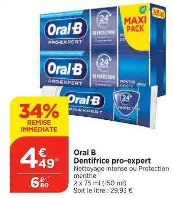 Bi1 Oral B Dentifrice pro-expert offre
