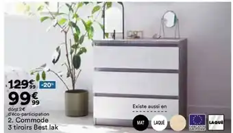 BUT Commode 3 Tiroirs Best Lak offre