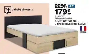 BUT Lit 140x190cm 2 Tiroirs Pivotants Swivel offre