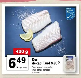 Lidl Dos De Cabillaud MSC offre