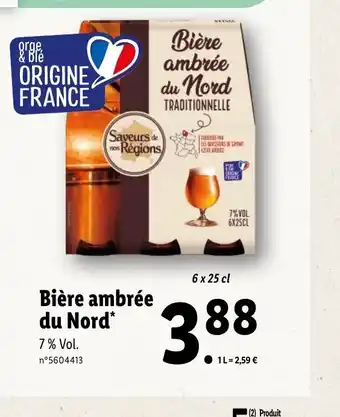 Lidl Biére Ambrée Du Nord' offre