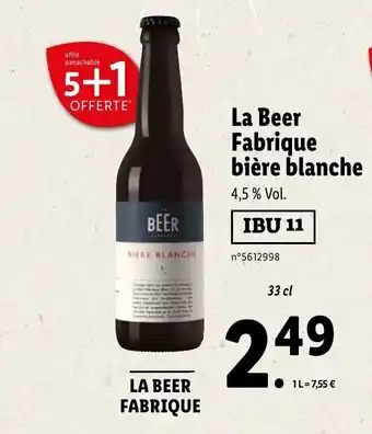 Lidl La Beer Fabrique Biére Blanche offre