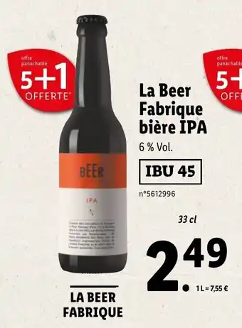 Lidl La Beer Fabrique Biére IPA offre