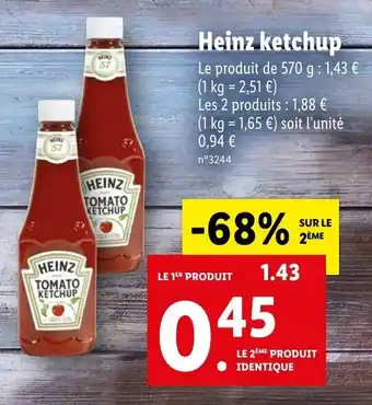Lidl Heinz Ketchup offre