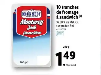 Lidl 10 Tranches De Fromage A Sandwich offre