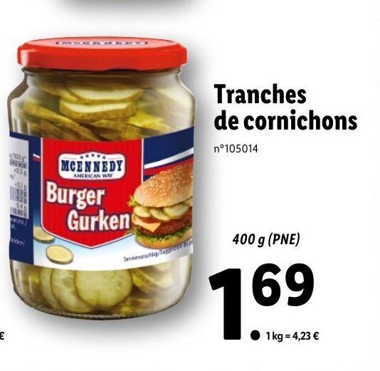Promo Tranches De Cornichons chez Lidl