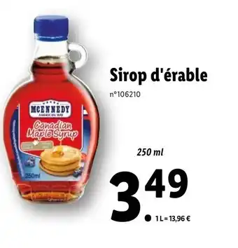Lidl Sirop D'érable offre