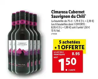 Lidl Cimarosa Cabernet Sauvignon Du Chili* offre
