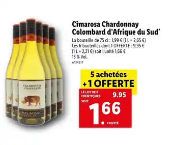 Lidl Cimarosa Chardonnay Colombard D'Afrique Du Sud* offre