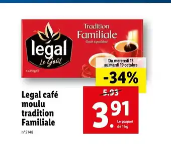 Lidl Legal Café Moulu Tradition Familiale offre