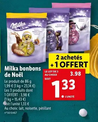 Lidl Milka Bonbons De Noél offre