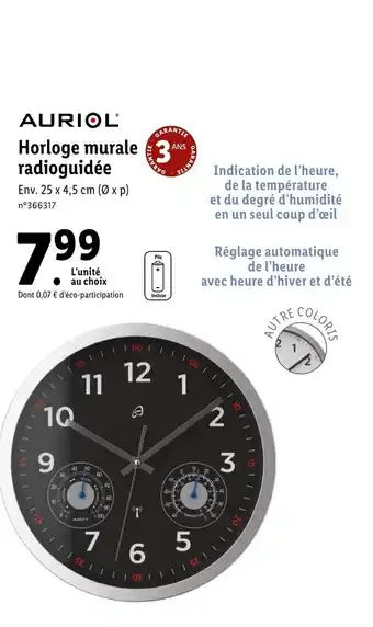 Lidl Horloge Murale Radioguidée offre