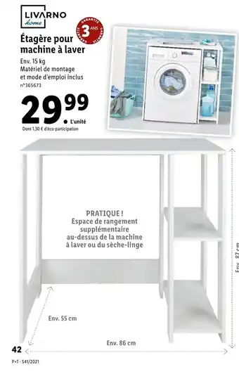 Lidl étagére Pour Machine A Laver offre