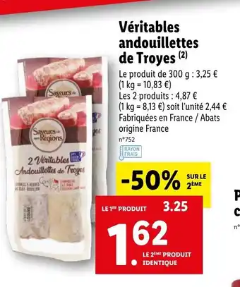 Lidl Véritables Andouillettes De Troyes offre