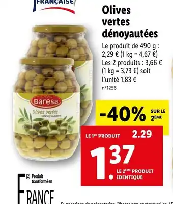 Lidl Olives Vertes Dénoyautées offre