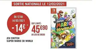 Géant Casino Jeu Switch Super Mario 3d World offre