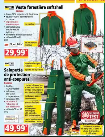Norma Veste Forestière Softshell, Salopette De Protection Anti-coupures offre