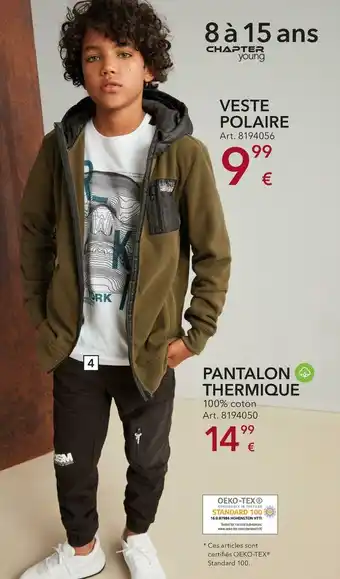 Takko Veste polaire + pantalon thermique + t-shirt manches longues offre