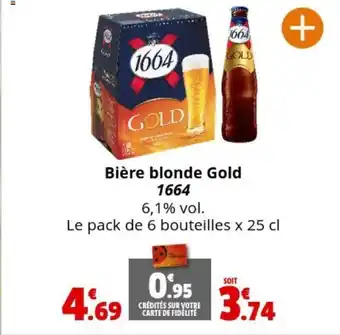 Coccinelle Supermarché Bière blonde Gold 1664 offre