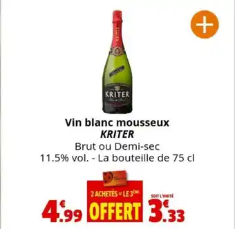 Coccinelle Supermarché Vin blanc mousseux KRITER offre