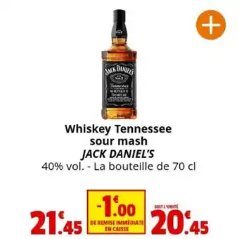 Coccinelle Supermarché Whiskey Tennessee sour mash JACK DANIEL'S 40% vol. - La bouteille de 70 cl offre