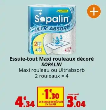 Coccinelle Supermarché Essuie-tout Maxi rouleaux décoré SOPALIN Maxi rouleau ou Ultr'absorb offre