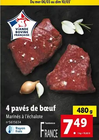 Lidl 4 pavés de bœuf offre