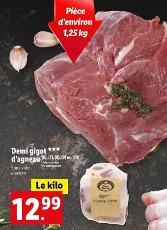 Lidl Demi gigot*** d'agneau selon aivage offre