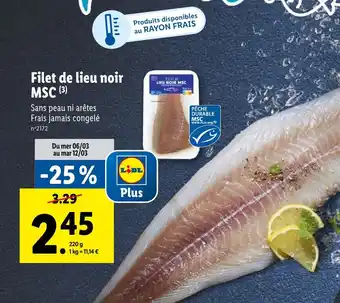 Lidl Filet de lieu noir MSC (3) offre