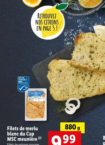 Lidl Filets de merlu blanc du Cap MSC meunière (2) offre