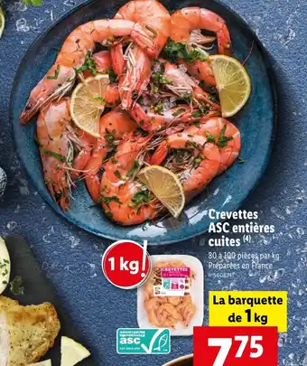 Lidl Crevettes ASC entières cuites (4) offre