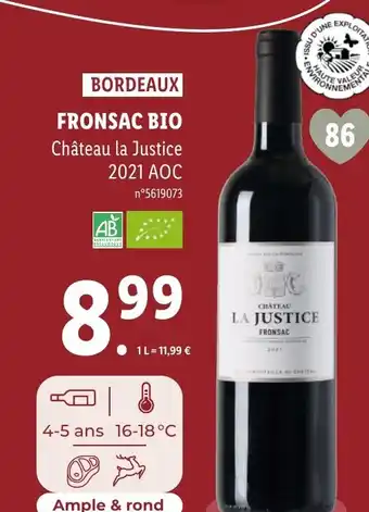 Lidl FRONSAC BIO Château la Justice offre